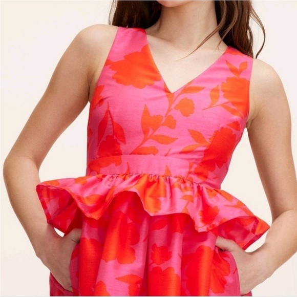 Kate Spade X Target Classic Rose Peplum Midi Dress Size 12 NWOT - Picture 4 of 9